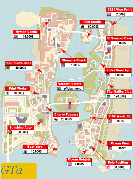 Гта вайс сити карта спрятанных пакетов с фото